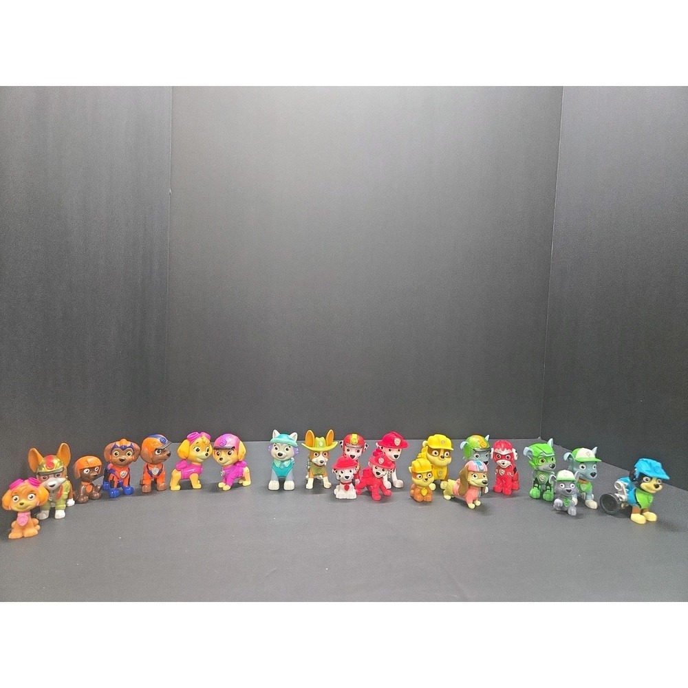 Paw Patrol Mini Figure Lot 22 Mixed Pups Chase Skye Marshall Rubble Rocky Zuma